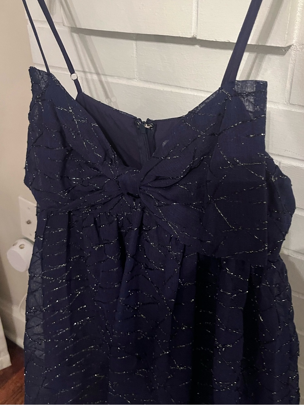 Storia (boutique) Navy Glitter Spaghetti-Strap Party Dress